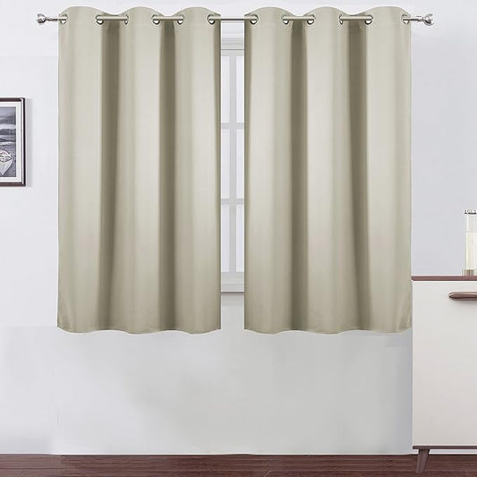 LEMOMO Light Beige Thermal Blackout Curtains/42 x 63 Inch/Set of 2 Panels Room