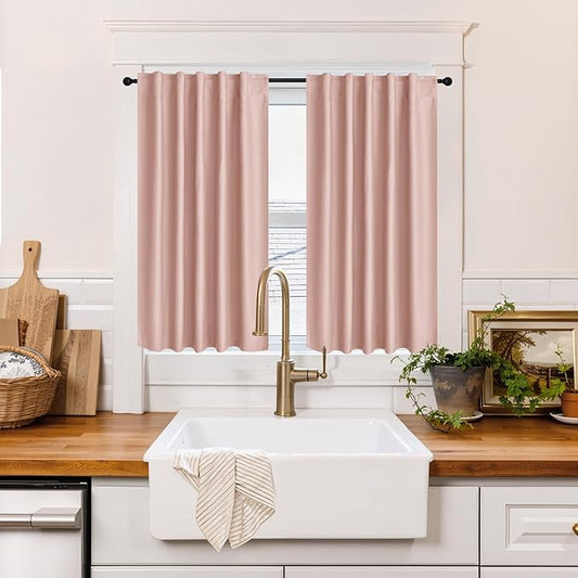 RYB HOME 100% Blackout Short Curtains