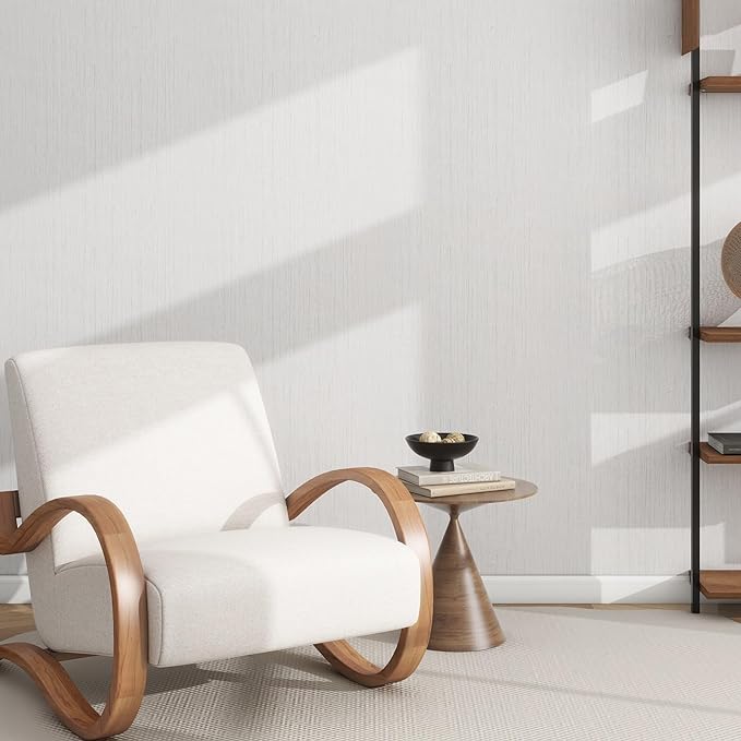 Grasscloth Textured Wallpaper White Gray Linen Thick 24" X 394" Fabric Contact