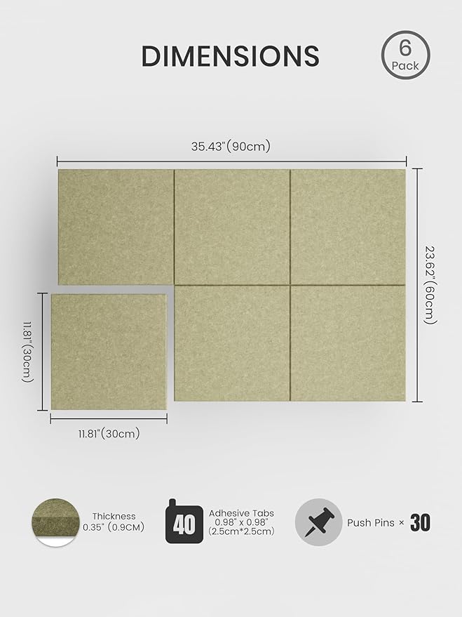 Bumusty Large Cork Board 36" x 24" Alternative