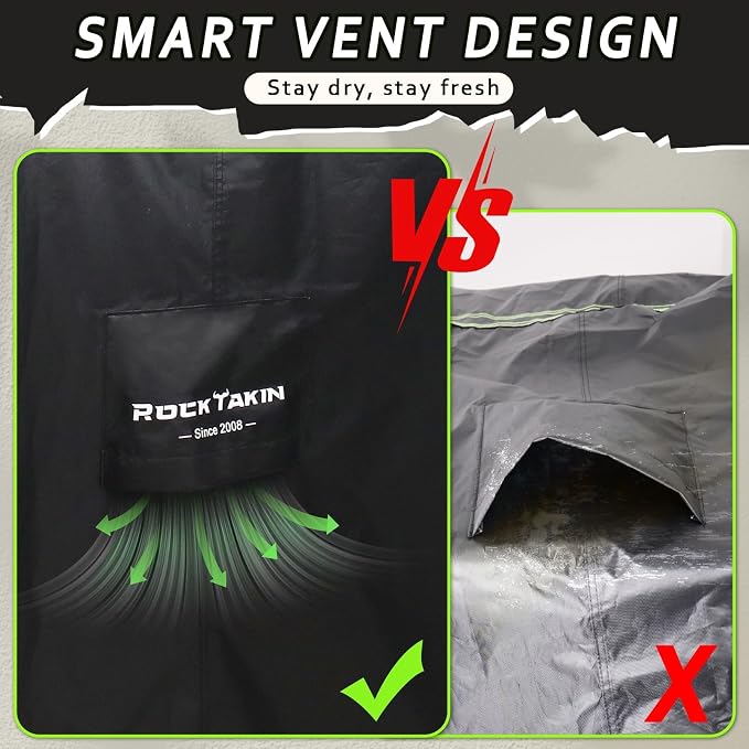 ROCKTAKIN Heavy Duty Grill Cover, BBQ Gas Grill Cover for Outdoor, Waterproof UV & Fade Resistant Windproof Barbecue Cover with Air Vents for Weber Charbroil Nexgrill and More (48" L x 27" W x 42" H)