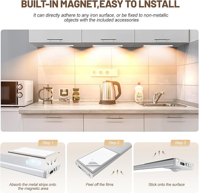 6 Pack Under Cabinet Lights Wireless, 40 LED Motion Sensor Light Indoor