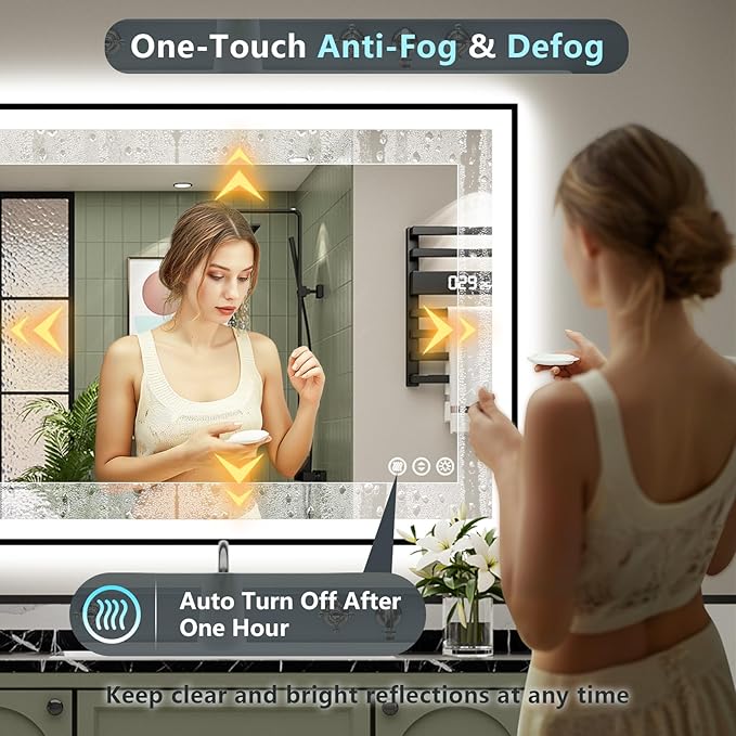 40x24 Black Framed LED Bathroom Mirror