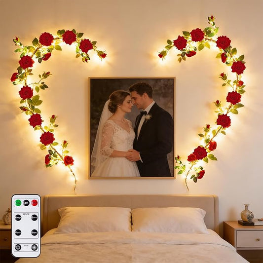 GOESWELL Rose Flowers Vines Garland Lights: 6FT Artificial Flower Vine Lights