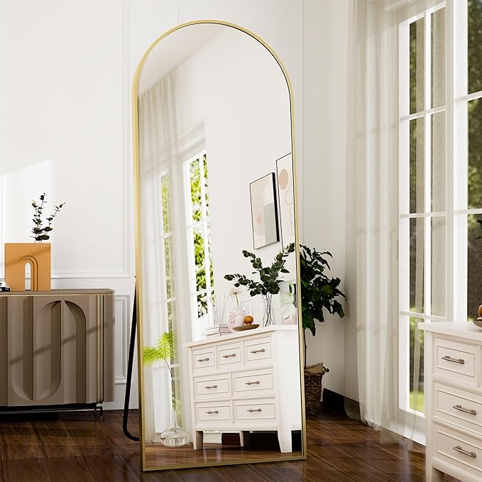 GLSLAND-21x64 inch Full Length Mirror-Aluminum Alloy Frame-Arch Mirror Full