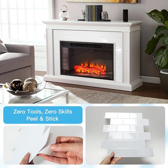 Art3d Peel and Stick Backsplash Tiles – 12"x12" White Washed Thicker Design