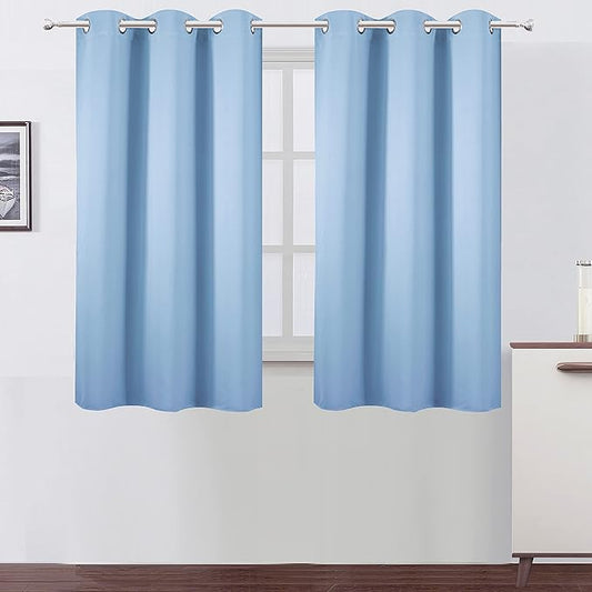 LEMOMO Sky Blue Blackout Curtains/38 x 54 Inch/Set of 2 Panels Thermal