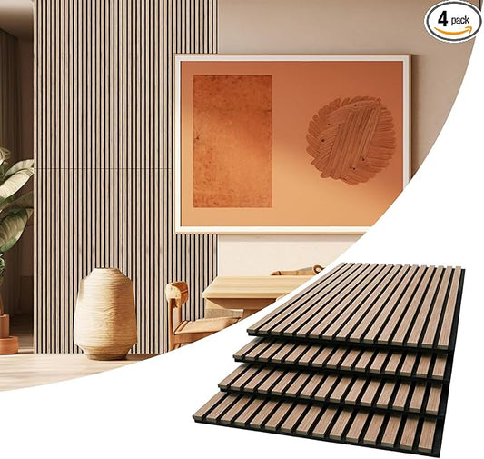 AKUMAX 4 Pack Acoustic Panels, Wood Slat