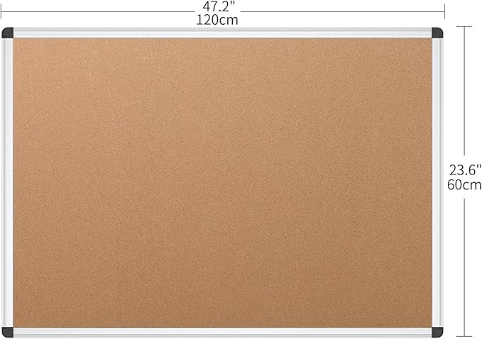 VIZ-PRO Cork Notice Board, 48 X 24 Inches