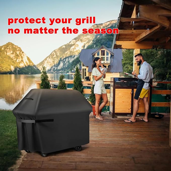 Grill Cover, 48-Inch BBQ Grill Cover Heavy Duty Waterproof UV Resistant Tear Resistant for Outdoor Grill, Compatible for Nexgrill Brinkmann Weber Dyna-glo