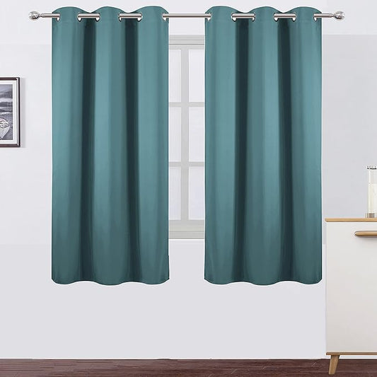 LEMOMO Sea Teal Thermal Blackout Curtains/42 x 63 Inch/Set of 2 Panels Room