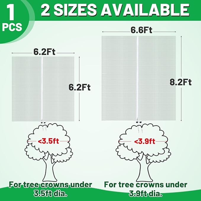 Easy Installation Fruit Tree Netting with Zipper & Drawstring - 8.2x6.6ft Ultra Fine Mesh Garden Protection Screen to Protect Pear Peach Apple from Bird Insect Bug Cicada Deer Squirrel