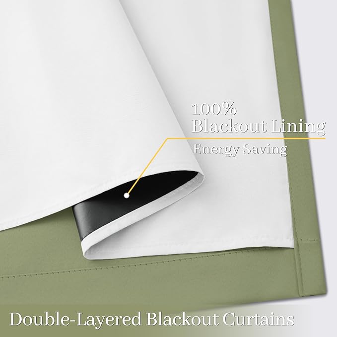 Yakamok 100% Blackout Curtain Panels 63 inches Cold and Light Blocking Drapes