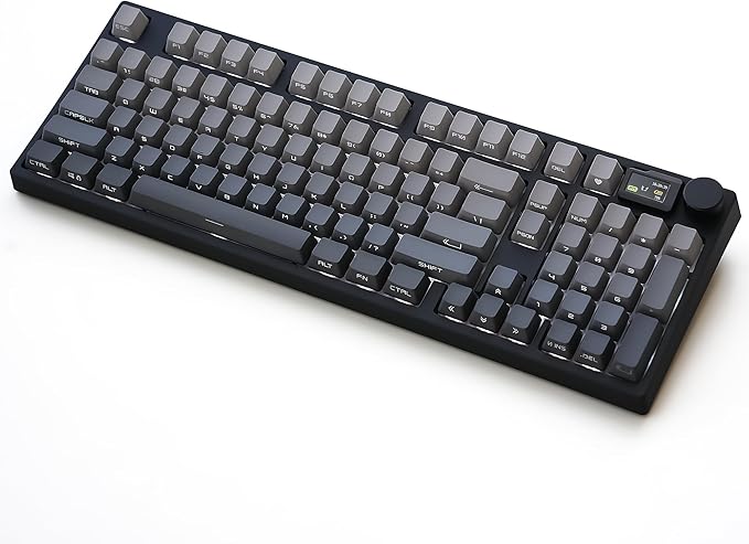 NJ98 Wireless Custom Mechanical Keyboard with Screen Knob 96% Hot Swappable RGB Keyboard Mac Windows (Dark, Steel Plate-Mix5 Linear)
