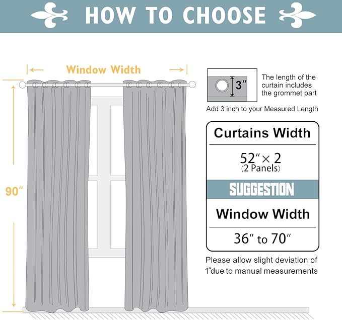 ChrisDowa Room Darkening Curtains 90 Inches Long 2 Panels Set