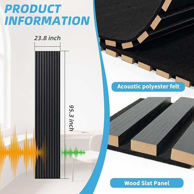 Art3d 2-Pack Acoustic Wood Slat Wall Panel
