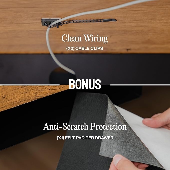 Under Desk Drawer Slide-Out – Lockable Metal Storage Drawers with Cable Management for Office & Home (Double, Non-Bracketed)