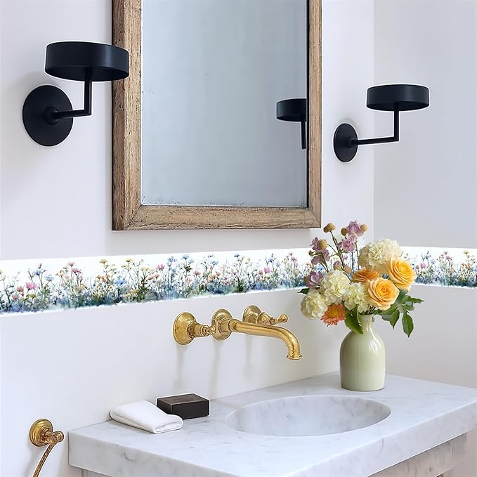 Wildflower Wallpaper Border 196x4 Inch Peel and Stick Wall Border Self Adhesive