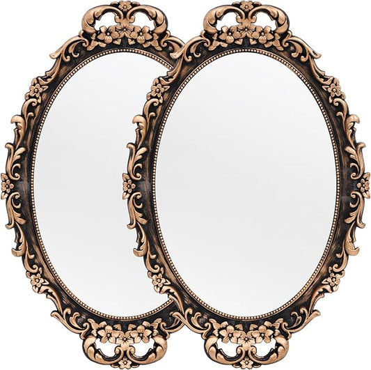 Tstarer Vintage Decorative Gold Framed Mirror, Wall Hanging Mirrors & Tabletop