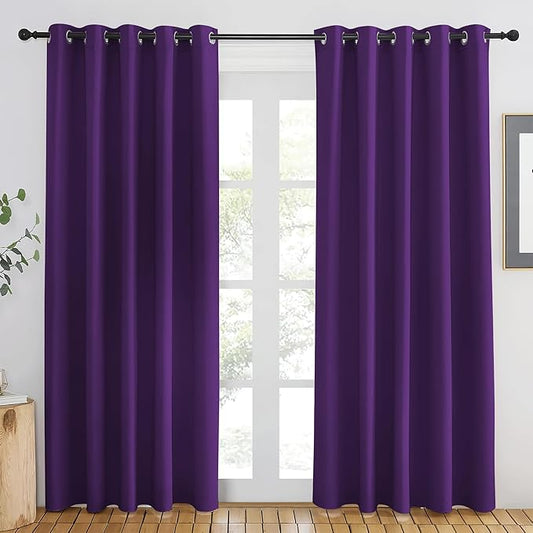 NICETOWN Royal Purple Blackout Curtains 84 inch Length, Grommet Top Room