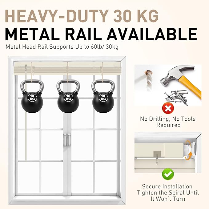 No Drill No Tool 1" Vinyl Mini Blinds, Light Filtering Horizontal Window Blinds