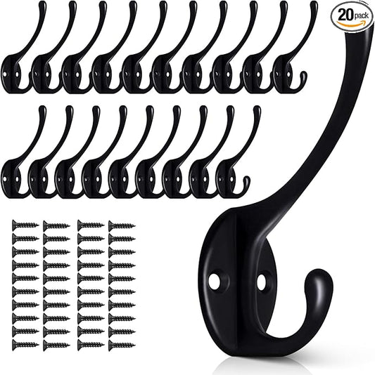 Wall Hooks for Hanging, 20-Pcs Heavy Duty Metal Coat Hooks, for Living Room