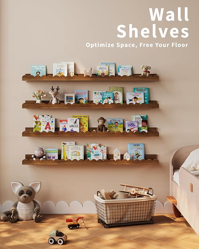 Shario Nursery Book Shelves, Scalloped Shelves, Wall Book Shelves