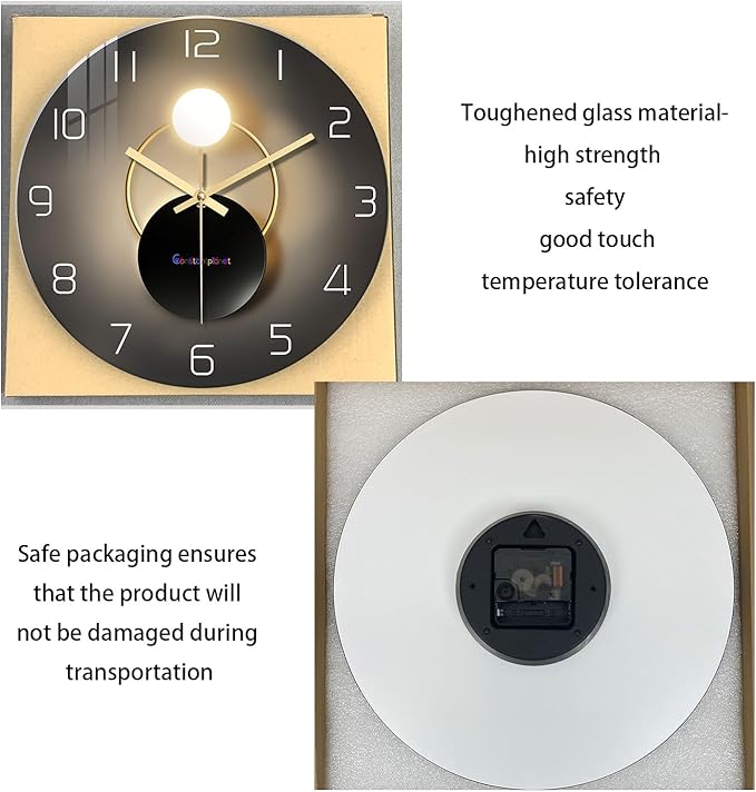 Large Wall Clocks Battery Operated 16 Inch Round Glass Analog Wall Clock Silent
