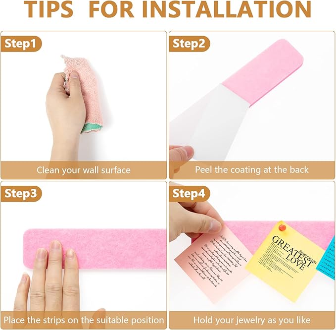 8 Packs Felt Pin Board Bar Strips Bulletin Board
