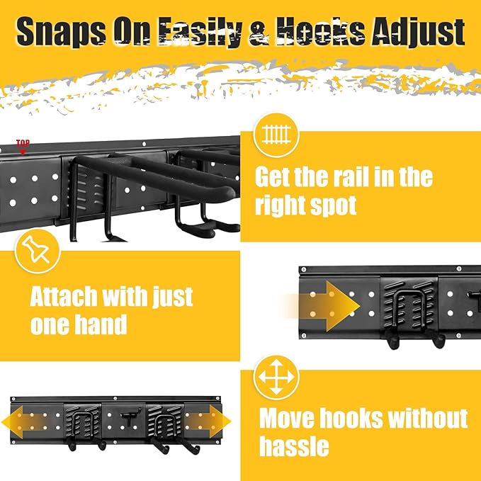 Heavy Duty Garage Wall Tool Organizer – Wall Mounted Storage Rack with Hooks & Panels – Tool Storage System for Garage, Workshop & Garden – Adjustable Hook Positions