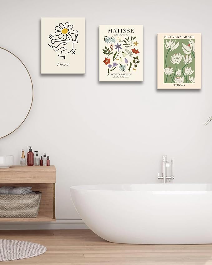 HesenDot 16x12IN Matisse Wall Art, Framed Canvas Bathroom Wall Art Pictures