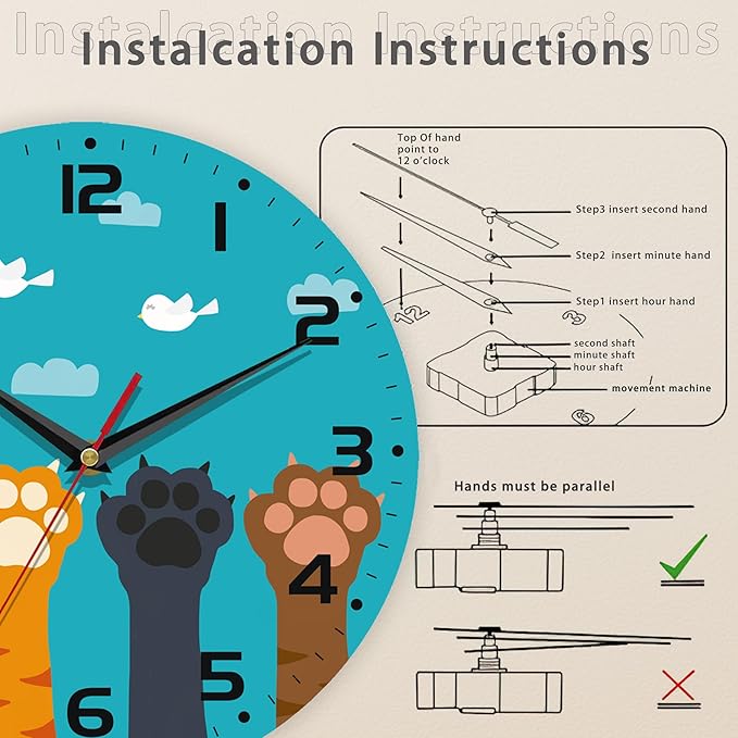 Cute Cat Paw Wall Clock