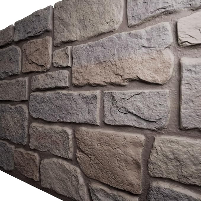 EverStone Cobblestone Faux Stone Panel, Harbor Mist Color
