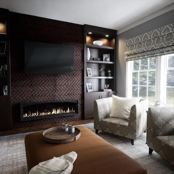 EverStone Herringbone Faux Brick Panel, 46 1/2"W x 25 1/4"H x 1"D, Heath Color