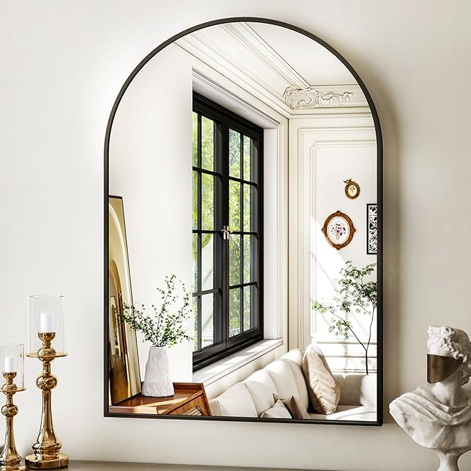 XRAMFY 20"x30" Black Arched Bathroom Mirror