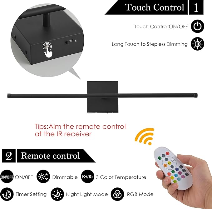 KARTOOSH 32.2 Inch 9 RGB Color Battery Operated Wireless Wall Sconces Set of Two