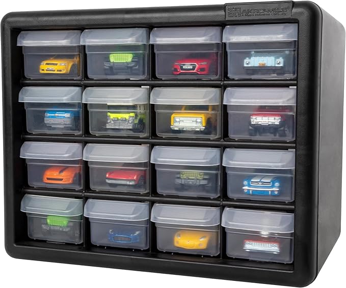 Akro-Mils 16-Drawer Plastic Storage Cabinet | 10-1/2 x 6-1/2 x 8-1/2 Inch |