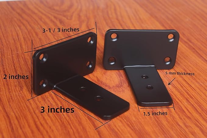 12 Pack - 3 inch Black Hidden L Shelf Bracket Iron Floating Shelf Brackets