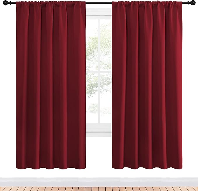 NICETOWN Christmas Burgundy Blackout Curtains and Drapes