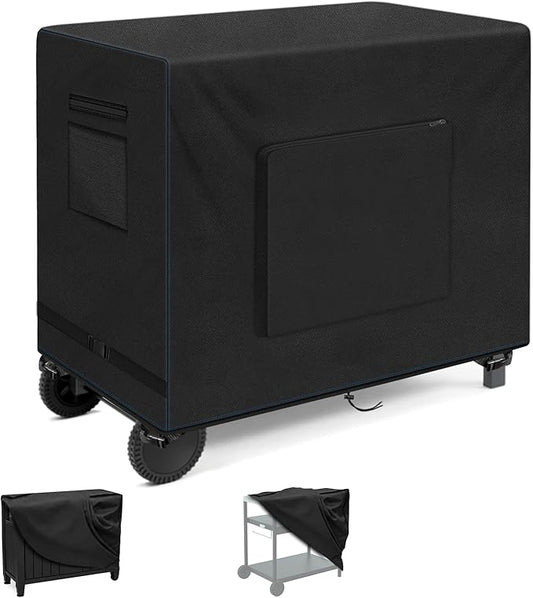 SIRUITON Outdoor Bar Cart Cover for 52 Inch BBQ Food Prep Table, Heavy Duty 600D Oxford Fabric Outdoor Dining Cart/BBQ/Worktable Metal Movable Table Waterproof Cover