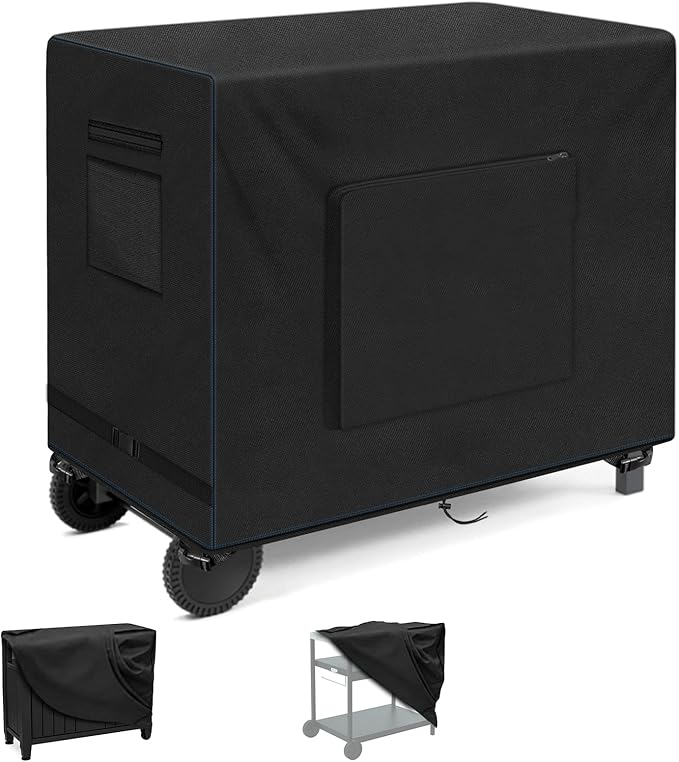 SIRUITON Outdoor Bar Cart Cover for 34 Inch Portable Outdoor Table, Heavy Duty 600D Oxford Fabric Outdoor Waterproof BBQ/Worktable Metal Movable Table Cover