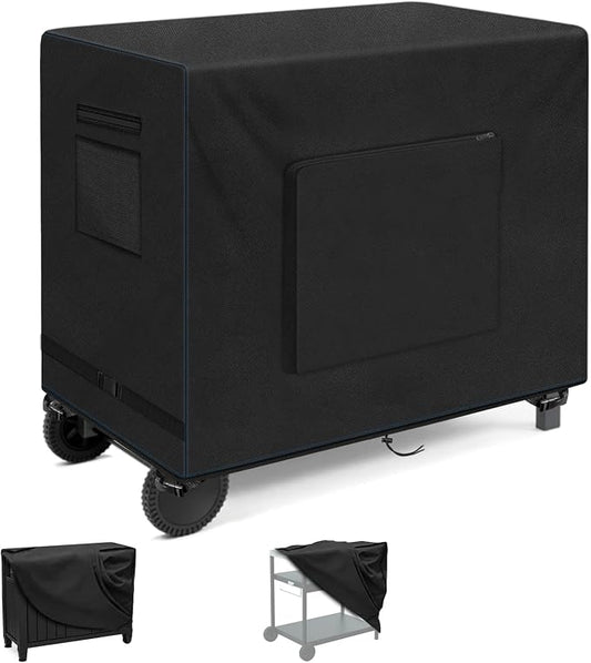 SIRUITON Outdoor Bar Cart Cover for 36 Inch Portable Outdoor Table, Heavy Duty 600D Oxford Fabric Outdoor Waterproof BBQ/Worktable Metal Movable Table Cover