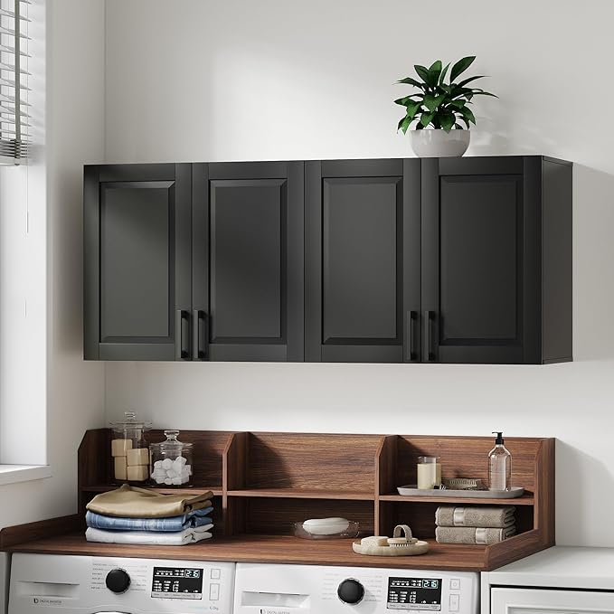 ChooChoo Laundry Room Cabinets, 4 Doors Wall Mounted Storage Cabinet, Kitchen
