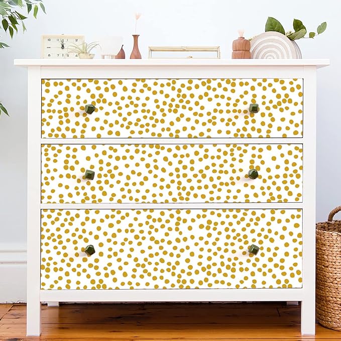 Jeweluck Yellow Polka Dot Wallpaper Yellow and White Peel and Stick Wallpaper