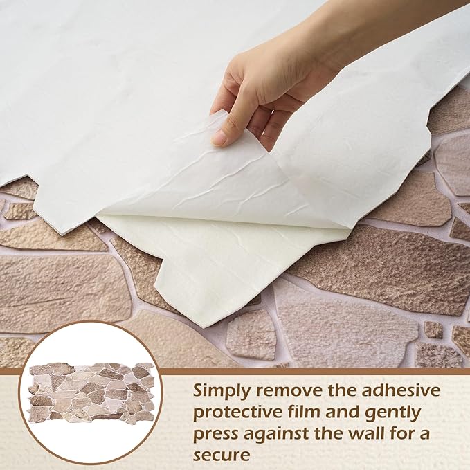 12 Pack 38.6" x 18.9" Peel and Stick 3D Faux Stone Wall Panels PVC Lightweight