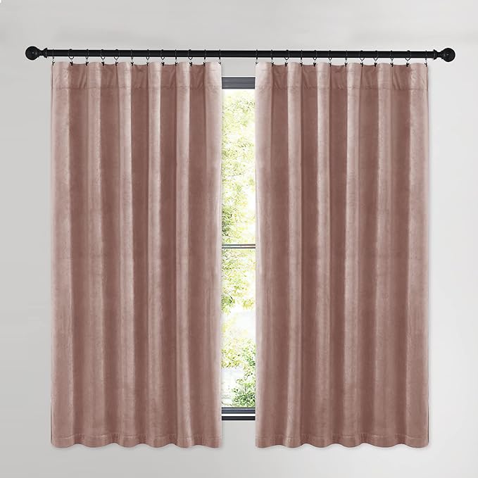 NICETOWN Dusty Pink Velvet Curtains and Drapes