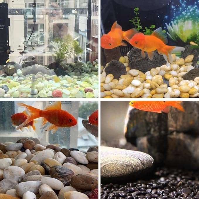YISZM 10lbs Yellow River Rocks, 1-2 Inch Natural Pebbles for Indoor Plants, High Polished Decorative Stones Vase Filler Fish Tank Aquariums Landscaping Garden