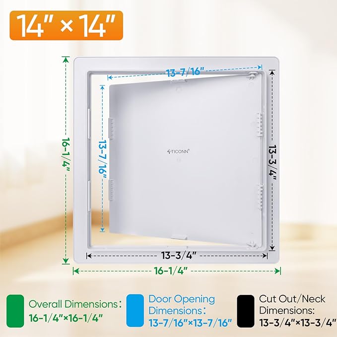 TICONN Access Panel for Drywall, 14 x 14 Inch ABS Plastic Wall Hole Cover