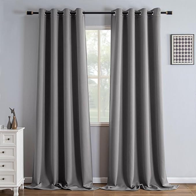 IGEMAEVE Blackout Curtains 90 Inch Length 2 Panels Set, Grommet Energy Saving