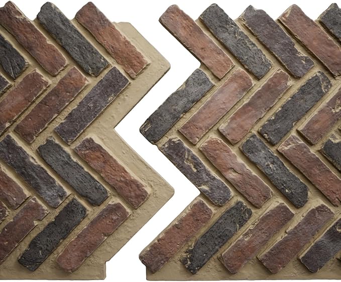 EverStone Herringbone Faux Brick Panel, 46 1/2"W x 25 1/4"H x 1"D, Horizon Color
